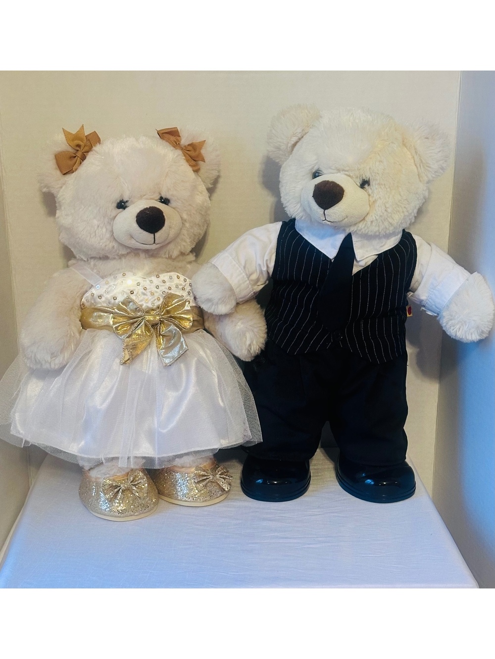 Build a Bear Prom Wedding Dress Tuxedo White Plush Stuffed Vintage Excellent